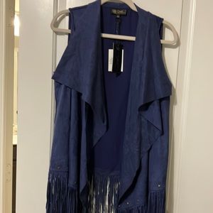 Faux suede fringe vest sz L